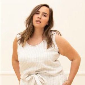 Sotela Lyla Crop in Cream Stripe Linen Sz 0